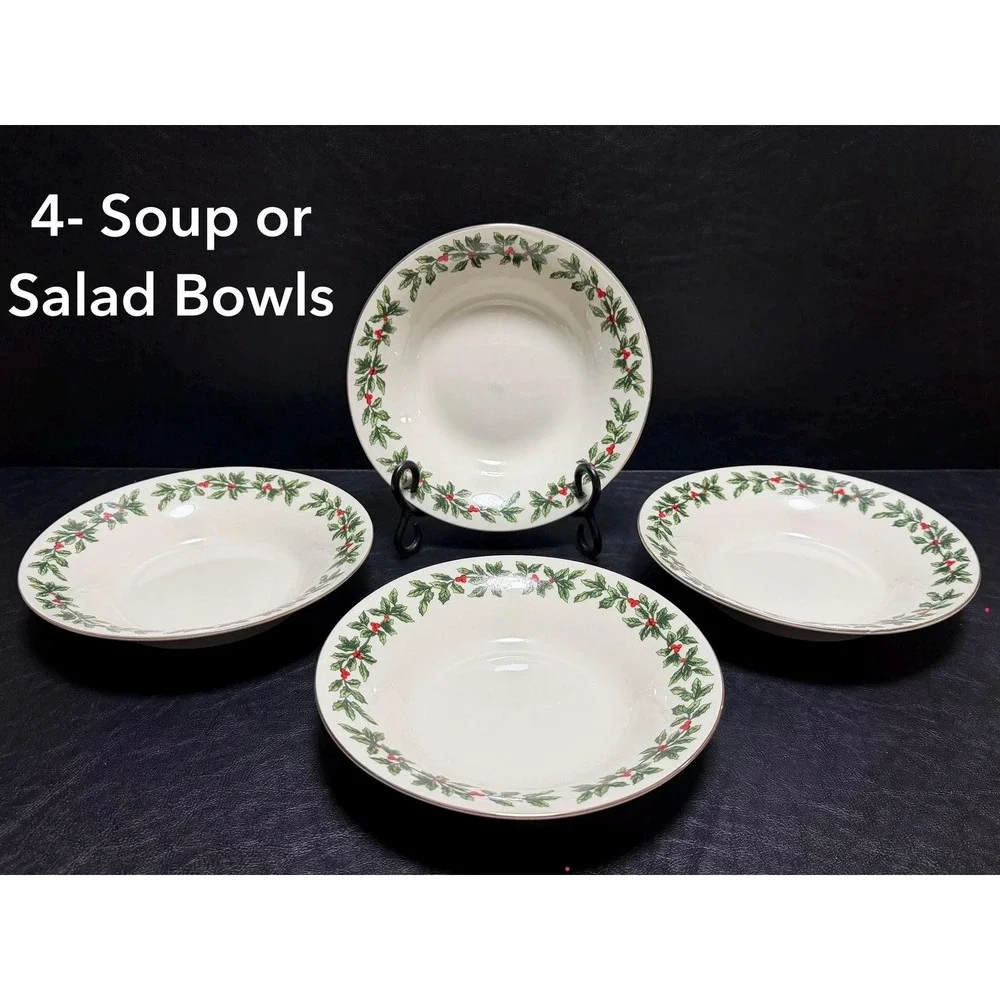 VTG-Set of 20 Formalities by Baum Bros Holly Dinner Plates–Christmas Dinnerware